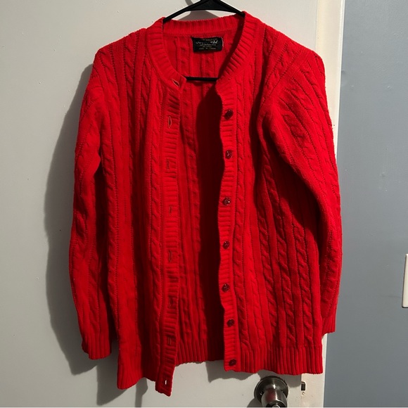 Vintage Sweaters - VINTAGE Sweater Girl of California Red Cadigan